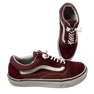 Vans Old Skool Skater Shoes Womens 8.5 Maroon Red Suede Canvas Low Top Sneaker